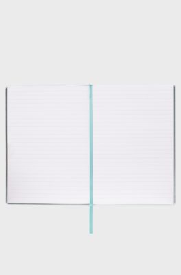 Taccuino A5 con stampa floreale blu e logo metallizzato, Celeste