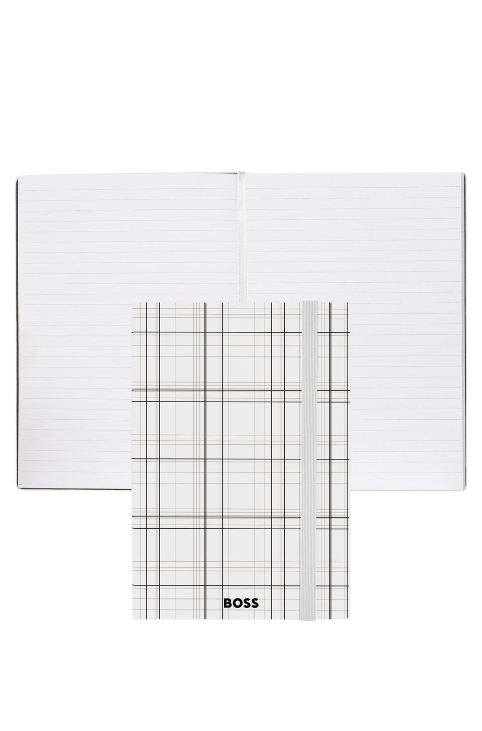 check-print A5 notebook with foil logo