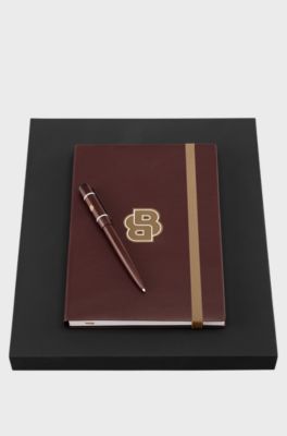 Ensemble carnet A5 et stylo-bille, Rouge sombre