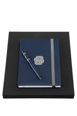 Coordinated notebook and ballpoint pen set, Blue