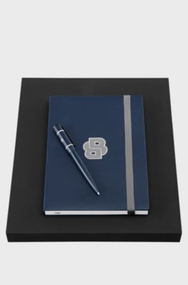 Coordinated notebook and ballpoint pen set, Blue