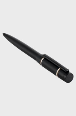Penna a sfera in nero opaco con monogramma Double B, Nero