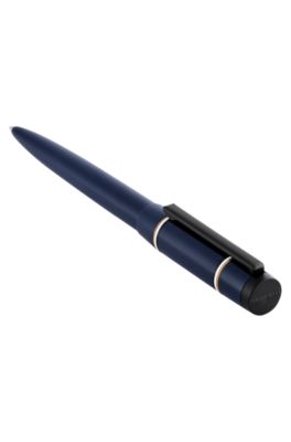 Brass pen with Double B logo and signature stripes, Dark Blue