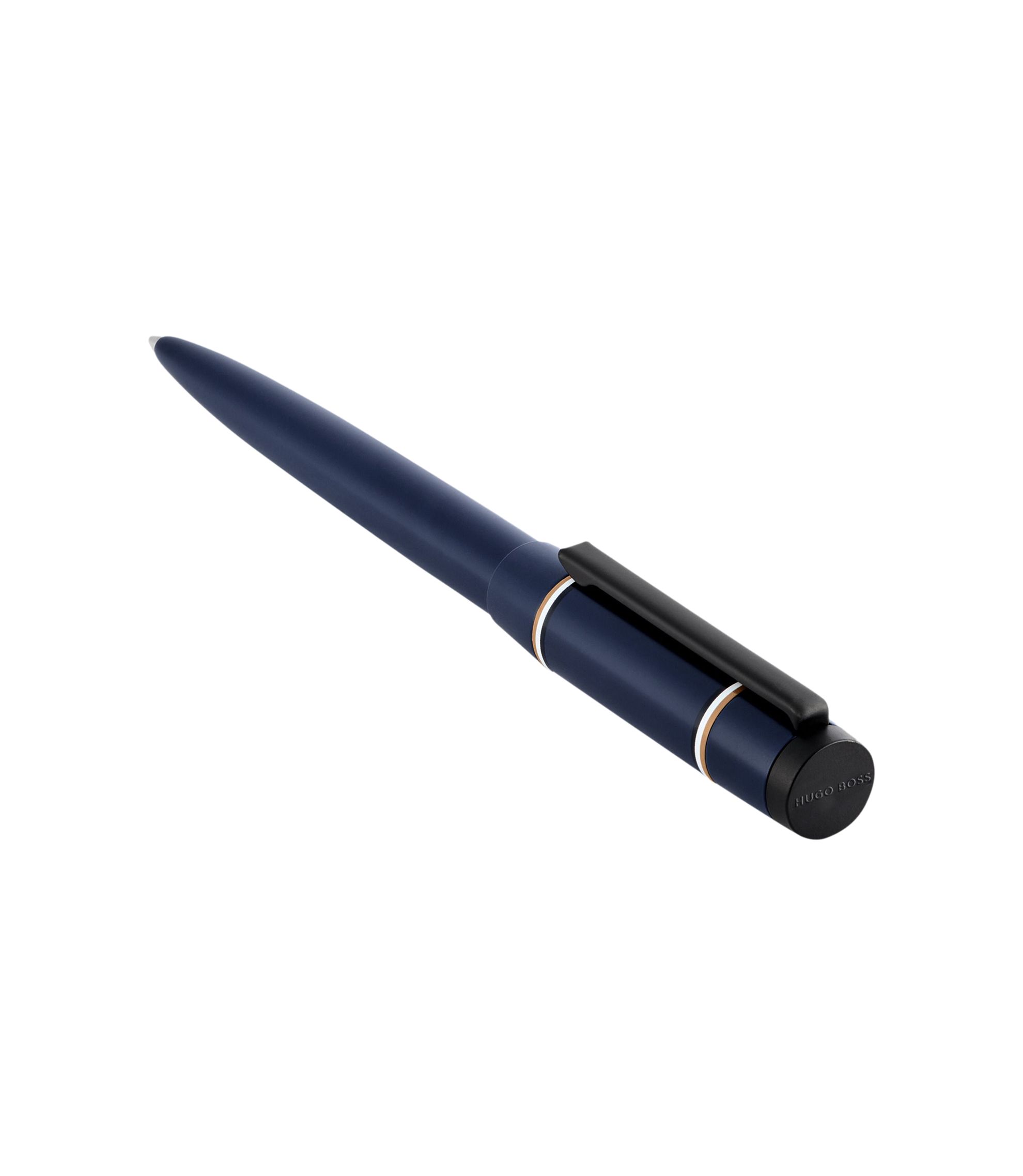 BOSS - Brass pen with Double B logo and signature stripes - Dark Blue