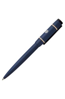 BOSS - Brass pen with Double B logo and signature stripes - Dark Blue