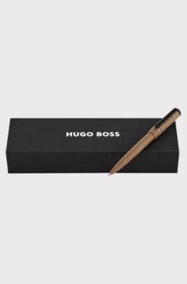 Lacquered brass pen with matte black trims, Brown