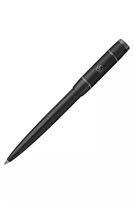 Black diamond-cut ballpoint pen with Double B trim