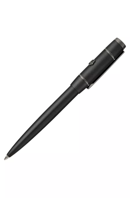 Black diamond-cut ballpoint pen with Double B trim