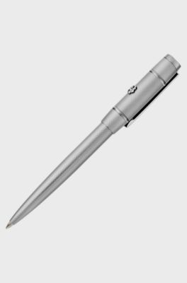 Balpen met chroomcoating en diamantgeslepen dessin met Double B, Zilver