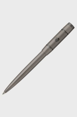 Gunmetal ballpoint pen with contrasting textures, Khaki