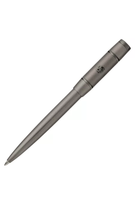 Gunmetal diamond-cut ballpoint pen with Double B trim