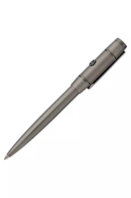 Gunmetal diamond-cut ballpoint pen with Double B trim