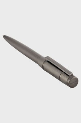 Gunmetal ballpoint pen with contrasting textures, Khaki