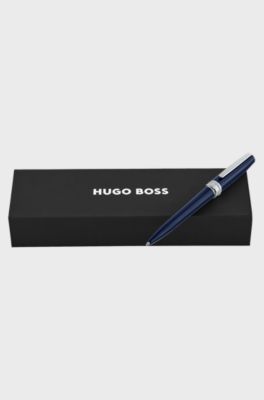 Brass ballpoint pen with chrome trims, Dark Blue