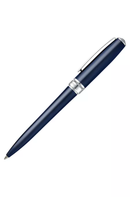 Blue-lacquered ballpoint pen in brass