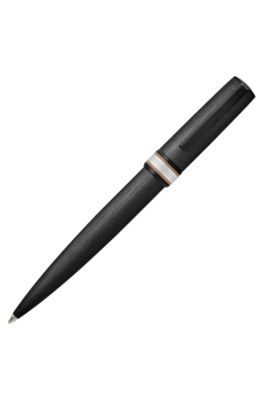 Tapered pen with brushed finish and logo, Black