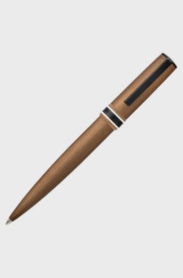 Tapered pen in brushed aluminium, Gold tone