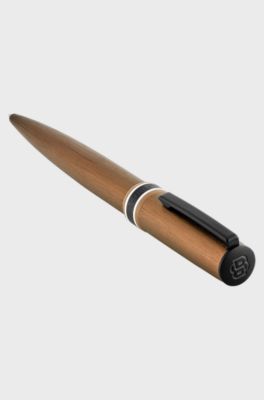 Tapered pen in brushed aluminium, Gold tone
