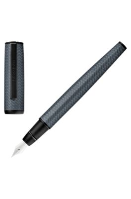 Grey aluminium fountain pen with mesh-effect engraving, Grey