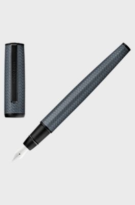 Grey aluminium fountain pen with mesh-effect engraving, Grey