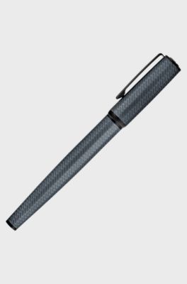 Grey aluminium fountain pen with mesh-effect engraving, Grey