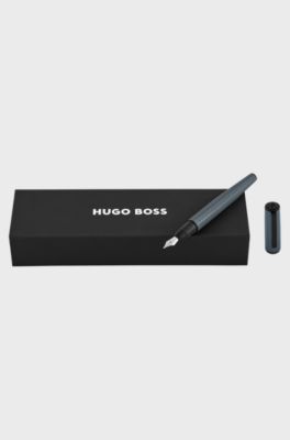 Grey aluminium fountain pen with mesh-effect engraving, Grey