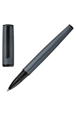 Grey aluminium rollerball pen with mesh-effect engraving, Grey