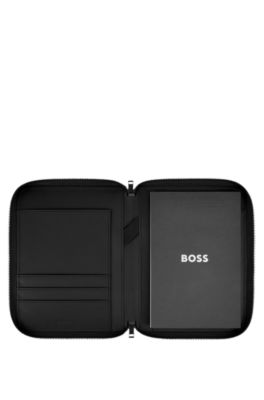 BOSS - Document folder with oversized Double B patch - Black