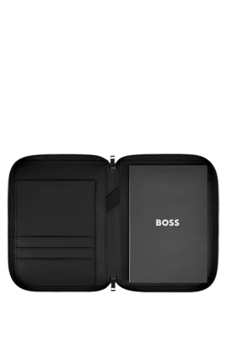 Porte-documents de conférence A5 noir avec écusson Double B