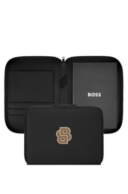 BOSS - Document folder with oversized Double B patch - Black