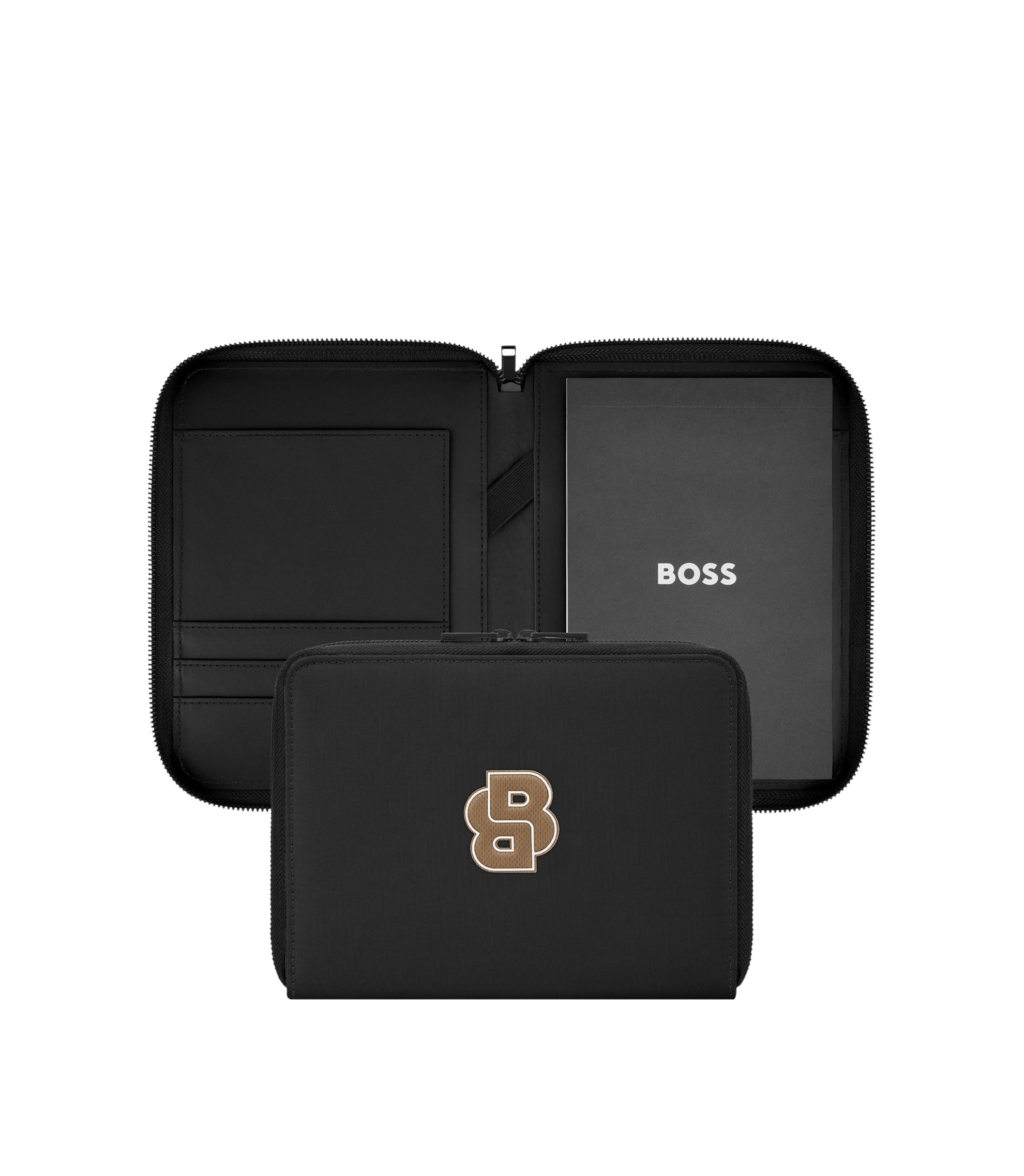 BOSS - Document folder with oversized Double B patch - Black