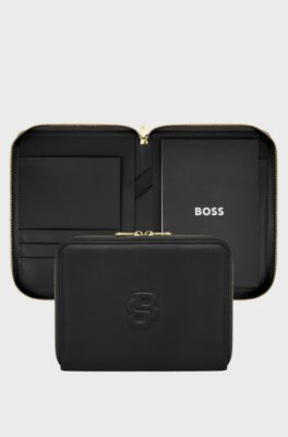 Grained black A5 conference folder with Double B monogram, Black