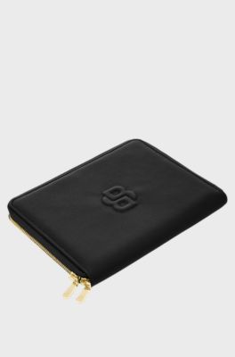 Grained black A5 conference folder with Double B monogram, Black