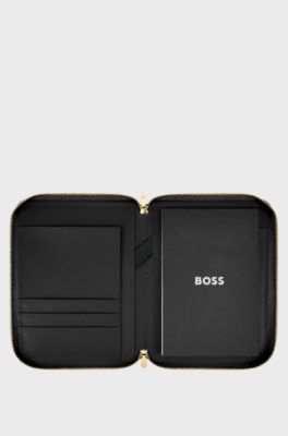 Grained black A5 conference folder with Double B monogram, Black