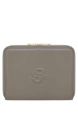 Double B monogram folder in faux leather, Light Brown
