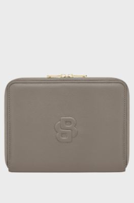 Double B monogram folder in faux leather, Light Brown