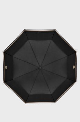 Black pocket umbrella with Double B and signature stripes, Black