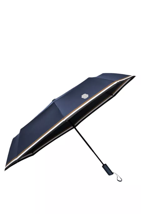 Parapluie de poche bleu marine avec Double B et rayures emblématiques
