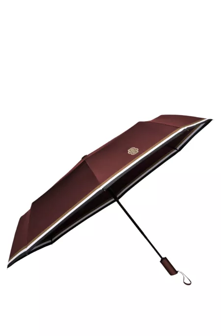 Burgundy pocket umbrella with Double B and signature stripes