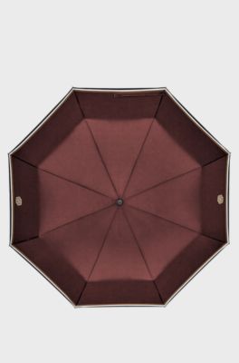 Burgundy pocket umbrella with Double B and signature stripes, Dark Red