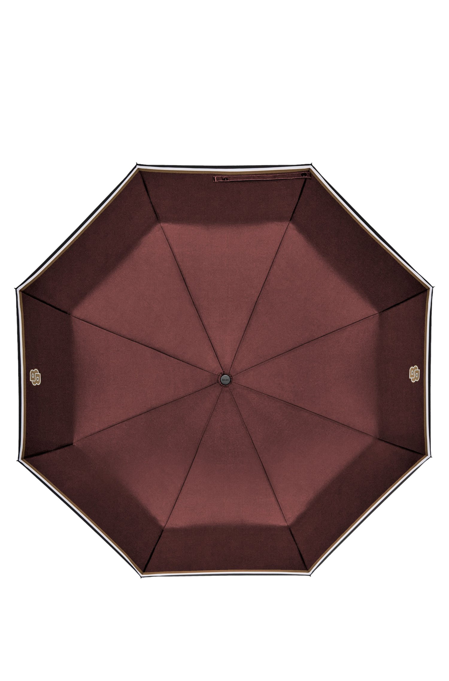 Boss Burgundy pocket umbrella with Double B and signature stripes paraplyer & tech dam – bild 3