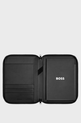 Cut-out logo A5 folder with mesh detailing, Black