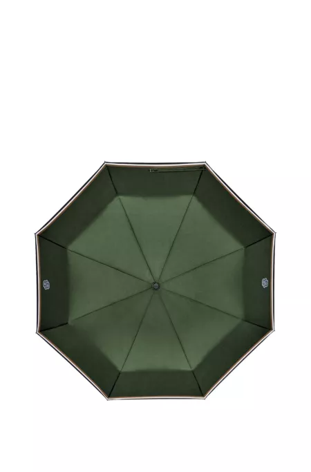 Green pocket umbrella with Double B and signature stripes