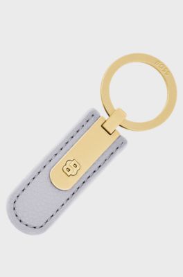 Portachiavi lilla effetto grana con metalleria Double B dorata, Lilla