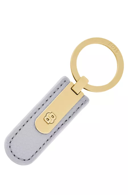 Grained lilac key ring with golden Double B hardware