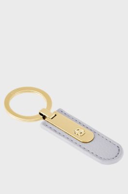 Portachiavi lilla effetto grana con metalleria Double B dorata, Lilla