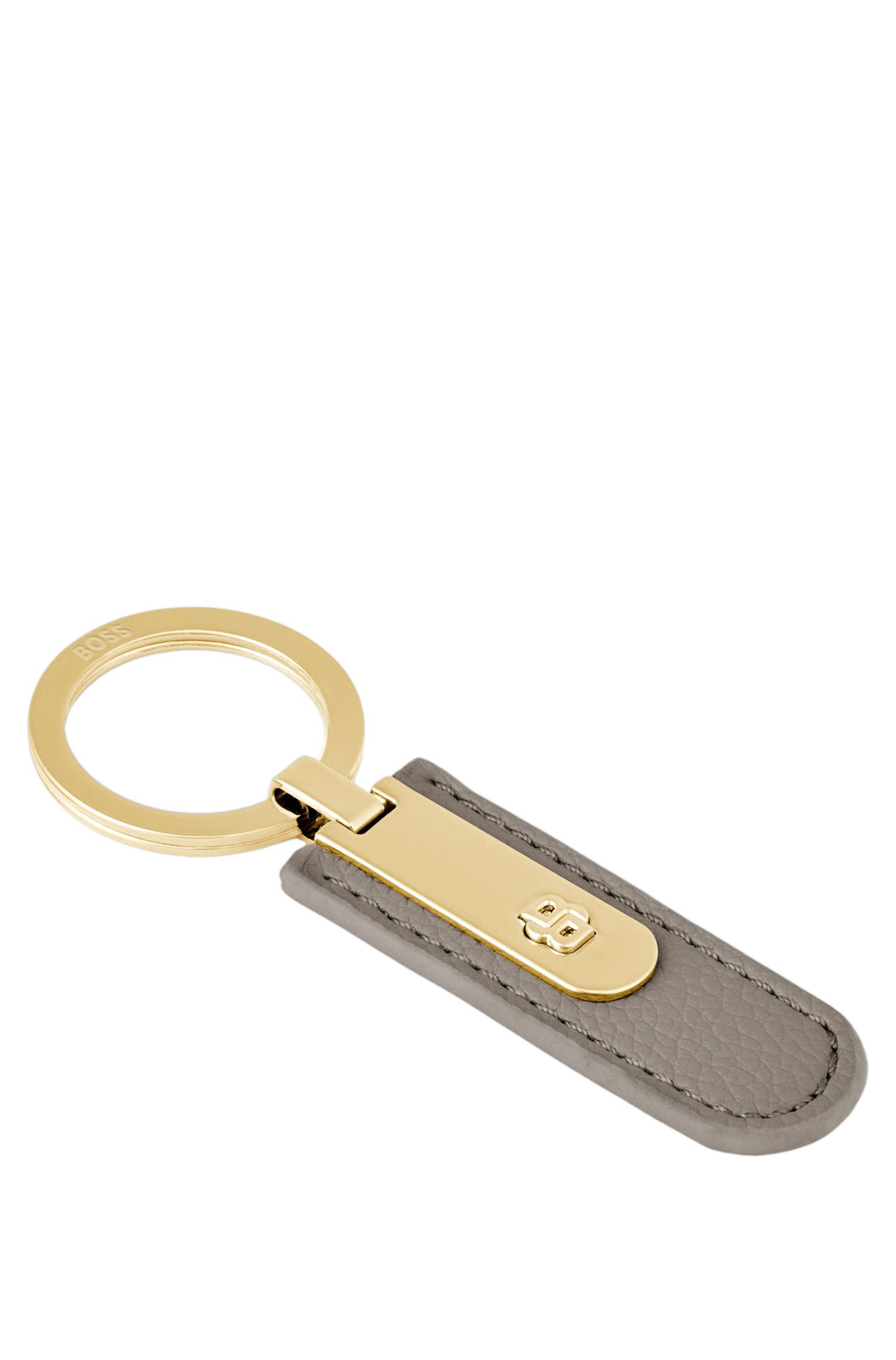 Boss Grained taupe key ring with golden Double B hardware dam – bild 3