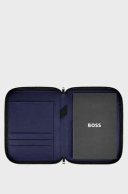 Varsity-inspired folder with oversized logo patch, Blue