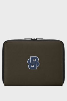 Zipped folder with varsity-style logo patch, Dark Green