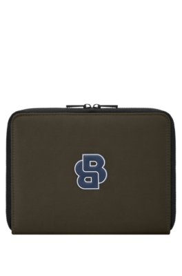 Zipped folder with varsity-style logo patch
